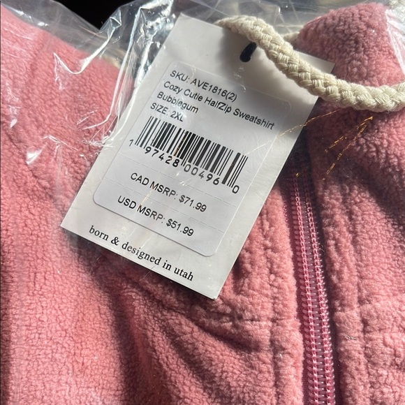AMPERSAND AVE bubblegum Pink cozy 1/2 zip fleece Hoodie - Picture 5 of 6